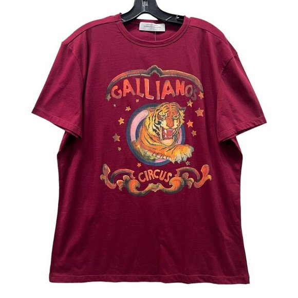 John Galliano RARE Red Circus Tiger T-shirt size XXL 100% Cotton - Picture 1 of 6